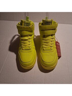 Lucky Step Neon Yellow High-Top Sneakers US 10 EUR 41 Animal-Free BioTech Insole
